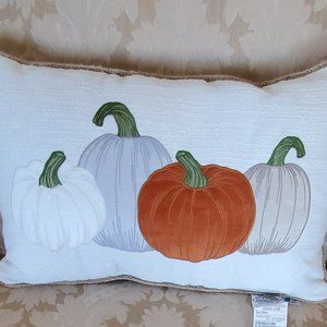 Fall Pumpkin Quartett Pillow Oranges And Plaid Back